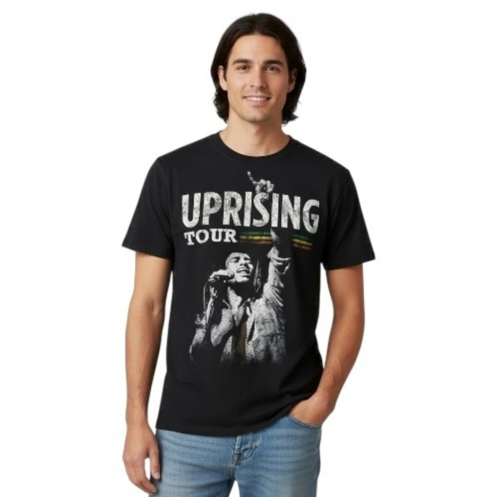 Zion Rootswear Vintage Black Uprising Tour Bob Marley Size Medium Tee